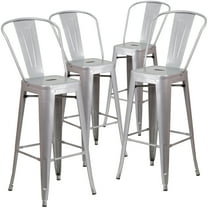 Flash Furniture Lily Commercial Grade 4 Pack 30" High Silver Metal Indoor-Outdoor Barstool with Removable Back