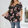 thumbnail image 3 of Askfv Women Tunic Tops for Women Short Sleeve Floral Blouses Button up Henley Shirts, 3 of 4