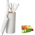 thumbnail image 1 of Professional Kitchen Knife Set with Universal Block Suitable Kitchen Knife 5 Pieces for Home Restaurant Non-Stick Cooking Knife ﻿ (White), 1 of 7