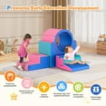 thumbnail image 3 of Lischwert Foam Climbing Blocks for Toddlers 1-3, 5pcs Soft Play Set with Tunnel Crawling Exploration Toys - Indoor Infant Safe Blocks for Baby Gym & Toddler Playground (Pink Blue), 3 of 8