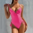 thumbnail image 2 of Babysbule Swimsuits for Women Clearance Women Sexy Fashion One-Piece Hollow Out Bikini Solid Color Swimwear Swimsuit Beachwear Set, 2 of 8
