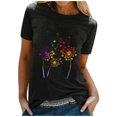 thumbnail image 1 of Gibobby Camiseta de manga corta para mujer Mujeres Blouse Travel Women To Loose Beach(Negro,XL), 1 of 5