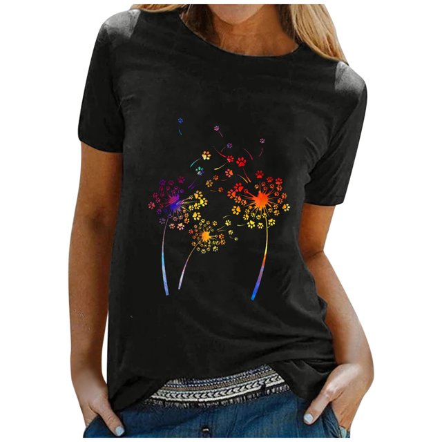 Gibobby Camiseta de manga corta para mujer Mujeres Blouse Travel Women To Loose Beach(Negro,XL)