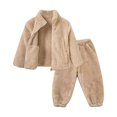 thumbnail image 5 of Hessimy Toddler Boys Girls Spring Summer 2Pcs Long Sleeve Pullover Sweatshirt Tops Soft Sweatpants Sweatsuit 3M-12T(Khaki,18-24 Months), 5 of 7