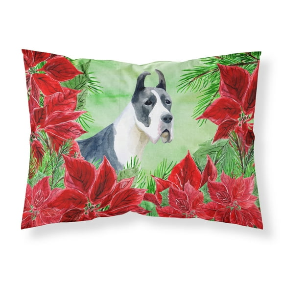 Harlequin Great Dane Poinsettas Fabric Standard Pillowcase
