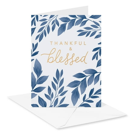 American Greetings Thank You Card Stationery Notes, Blessed, Blue Botanicals (10-Count)