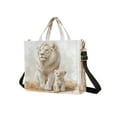 thumbnail image 2 of Wobogo Lion and Its Cub Corduroy Tote Bag for Women Travel Crossbody Bag Purse Women Shoulder Bags Work Handbags Daily Commuter Bag 13.7×12.2inch, 2 of 8