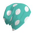 thumbnail image 6 of Xecao Teal Turquoise And White Polka Dot Print Beanie Knitted Hat for Men Women, Winter Fashion Knit Cuffed Caps Unisex, 6 of 7
