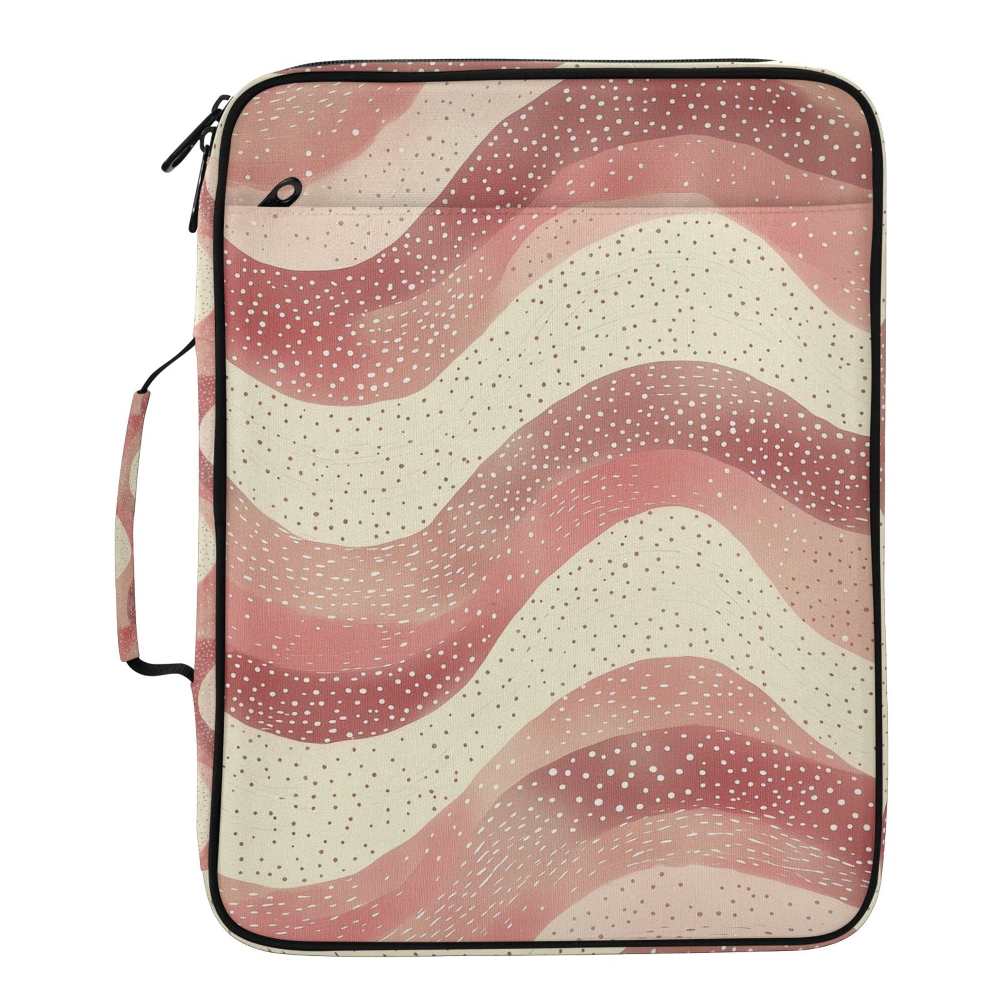 FORMRS Accordion File Folder A4 Size 7-Pocket Expanding Document Organizer Bag with 3 Ring Binder, Soft Pink Pattern