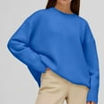 thumbnail image 2 of Atogsazn Womens Oversized Sweater Casual Knitted Pullover Crewneck Long Sleeve Sweaters Winter Tops Clothing Blue OneSize, 2 of 5