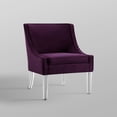 thumbnail image 6 of Lullede Purple Velvet Accent Chair - Upholstered Armless, Clear Acrylic Legs, Piping Stitch, 6 of 10