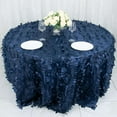 thumbnail image 3 of Efavormart 132" Round Leaf Petal Taffeta Tablecloth - Decorative 3D Leaf Ruffle Table Cover for Forest Party, Wedding, Event, Dessert Tables - Navy Blue, 3 of 5