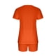 thumbnail image 4 of Puntoco Conjunto De Dos Piezas De Camiseta Y Pantalones Cortos Con Cuello En V Para Mujer, Conjunto De Camiseta/Camisa Con Cuello En V De Manga Corta, Color Naranja S, Regalo Para Mujer, 4 of 5