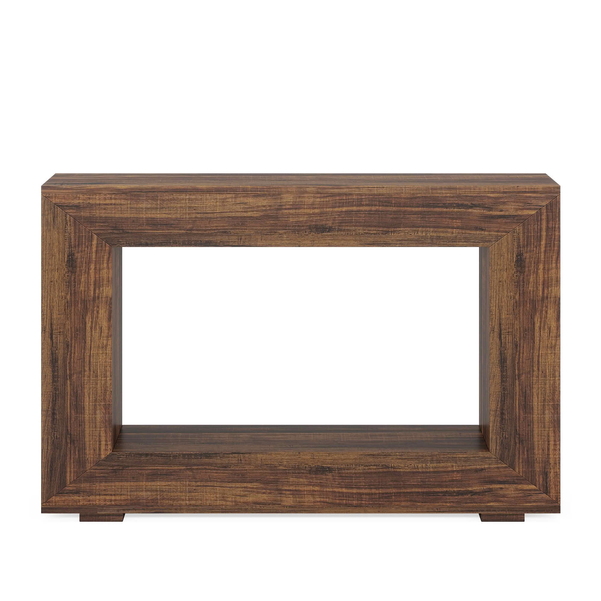MAYEERTY 47.2" Farmhouse 2-Tier Console Table, E1 MDF Square Leg Entryway Sofa Table with Adjustable Anti-Slip Pads