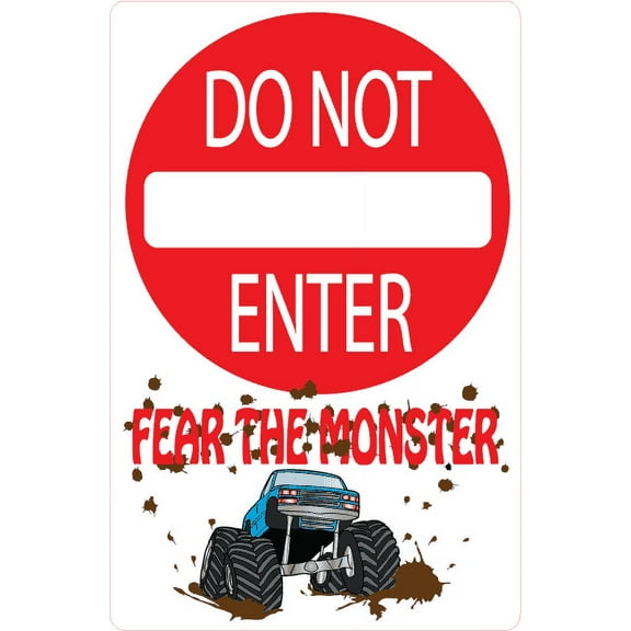 Monster Truck Wall Decals  Do Not Enter  Monster Truck Street Sign Wall Decor Decals  Sticker
