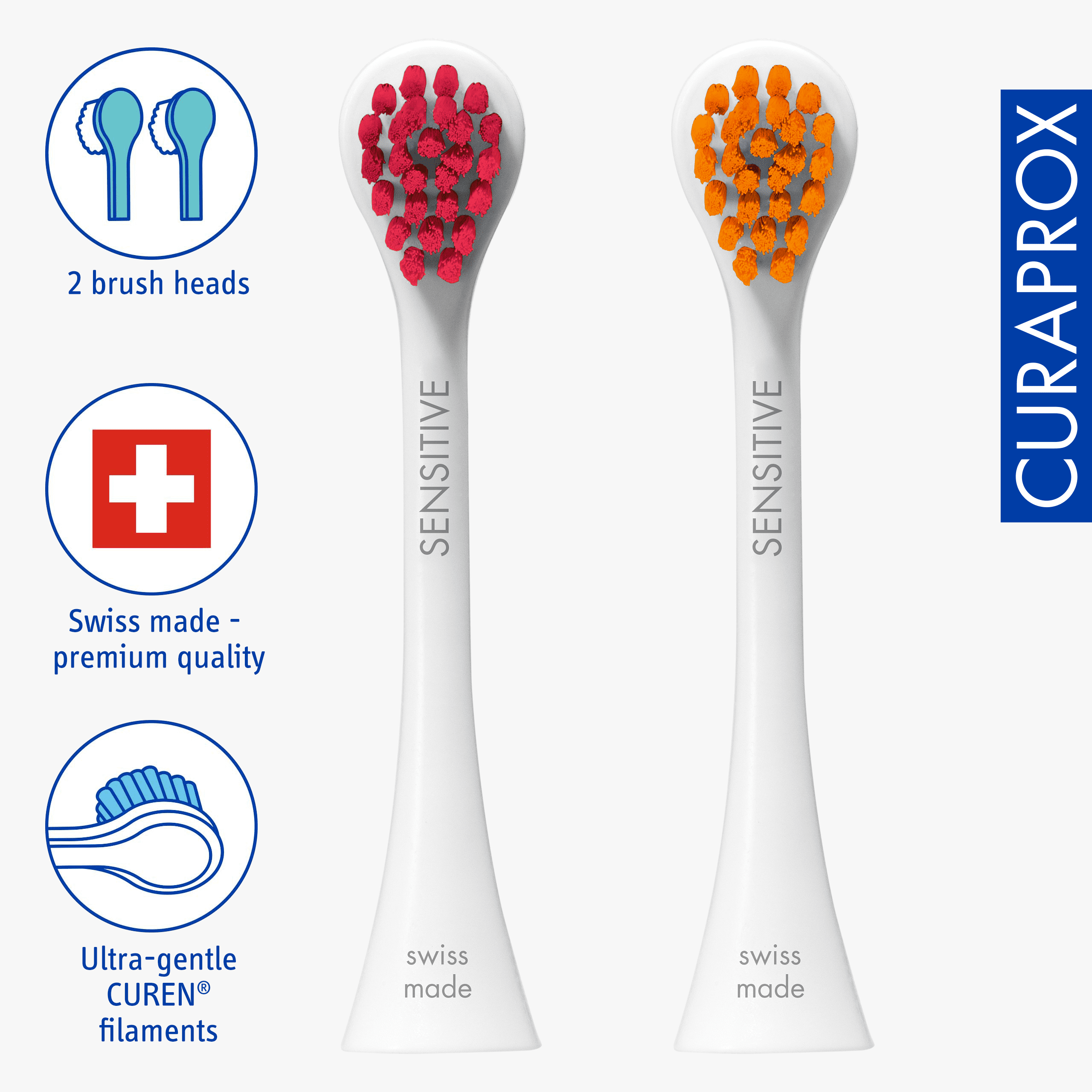 Curaprox Hydrosonic Brush Head Sensitive magenta/orange, 2 pcs