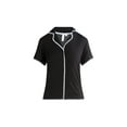 thumbnail image 5 of Joyspun Women’s Short Sleeve Notch Top and Shorts Pajama Set with Blanket Stitching, Sizes XS-3X, 5 of 5