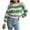 Green, variant on IROINNID Womens Sweater Round Neckline Pullover Sweater Stripes Loose Mid-Length Long Sleeve Sweater Autumn Blouse Tops