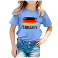 thumbnail image 1 of LUOGENLI T-Shirt pour Filles Enfants Drapeau de l'Allemagne Imprimé Manches Courtes Col Rond T-Shirt Floral Tendance Mode Chandail de Base Hauts Printemps Maxi Chandails pour Filles 2025 Bleu Pâle 3-4 Ans, 1 of 4