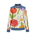 thumbnail image 6 of QASIEATN Long Sleeve Tops for Women Casual Lapel Denim Stitching Pullover Sweatshirt Spring Fall Fashion Clothing, 6 of 8