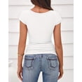 thumbnail image 6 of FreshPretty T Shirts for Women Square Neck Tops Spring Trendy Fashion Going Out Workout Y2k Clothes Summer Outfits, 6 of 8