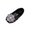 thumbnail image 3 of SGFCWSX Girls Dress Shoes Kids Rhinestone Flower Pearl Sparkly Wedding Party Flower Girl Shoes Black Size 8 Toddler, 3 of 7