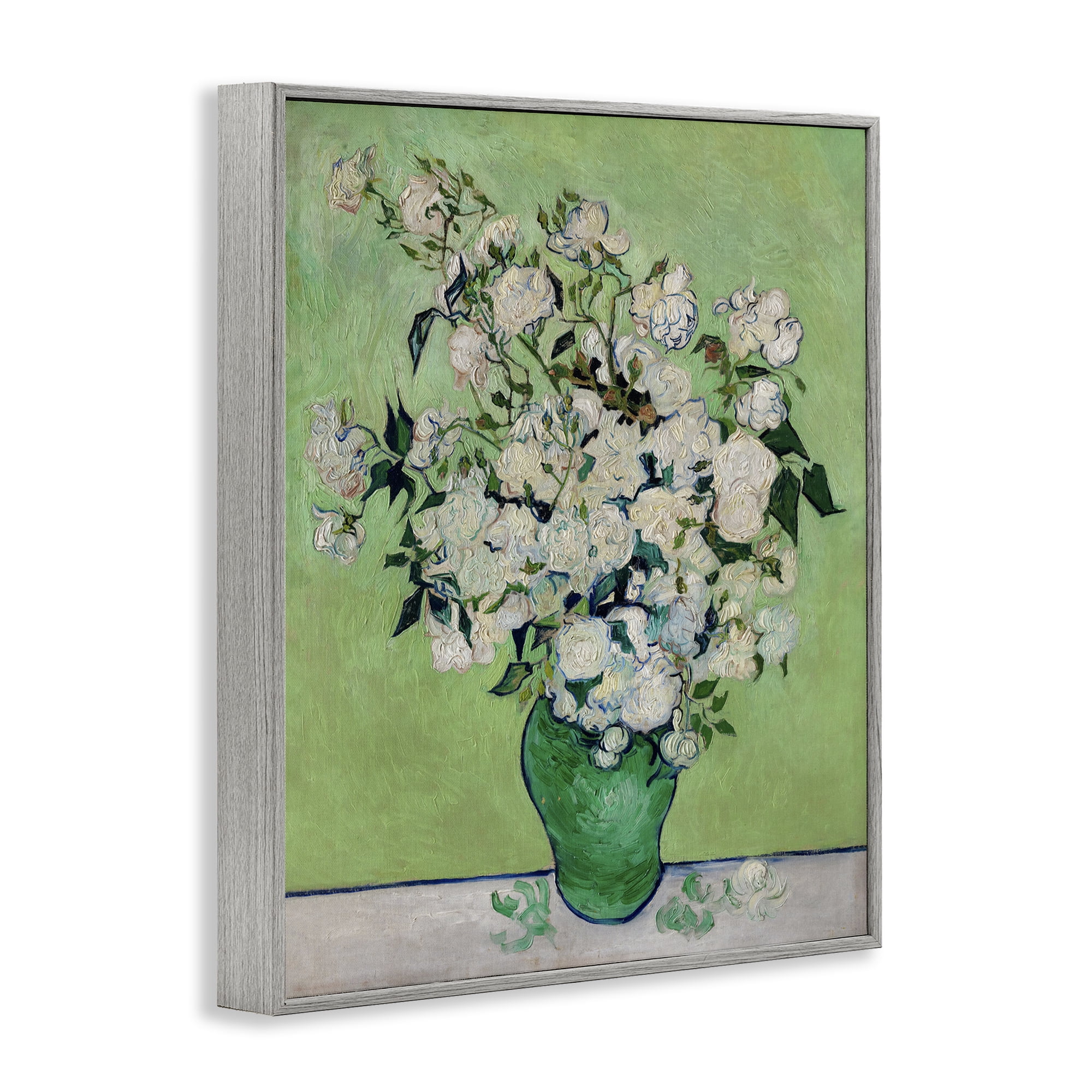 Stupell Industries Van Gogh Roses Botanical & Floral Painting Gray Framed Art Print Wall Art, 11 x 14