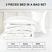 WQSPRING Reversible Satin Comforter Set 3-Piece, White Queen, Lightweight All-Season Bedding