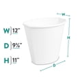 thumbnail image 3 of Sterilite Bathroom Trash Can, 2.5 Gallon Small Plastic Garbage Bucket Bin with No Lid, White, 3 of 8