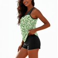 thumbnail image 7 of longantii Womens Tankini Bathing Suits Two Piece Fashion Printed Blouson Tank Tops Tummy Control Modest Swimsuits with High Waist Swim Shorts Tankini Swimwear Green XXL, 7 of 7