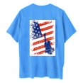thumbnail image 5 of Camiseta de Cuello Redondo Impresa Delantera Y Trasera Del Día de la Independencia de las Mujeres, Tops Cortos Casuales para las Mujeres, 5 of 5
