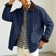 thumbnail image 2 of Josdec Men's Vintage Workwear Shirt Jacket, Contrast Corduroy Collar and Cuffs Button Front Coat with Patch Pockets for Work Style S‑2XL, 2 of 9