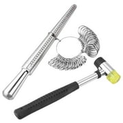 3 in 1 Metal Ring Mandrel Stick Jewelry Hammer Measuring Tool Sets Aluminum