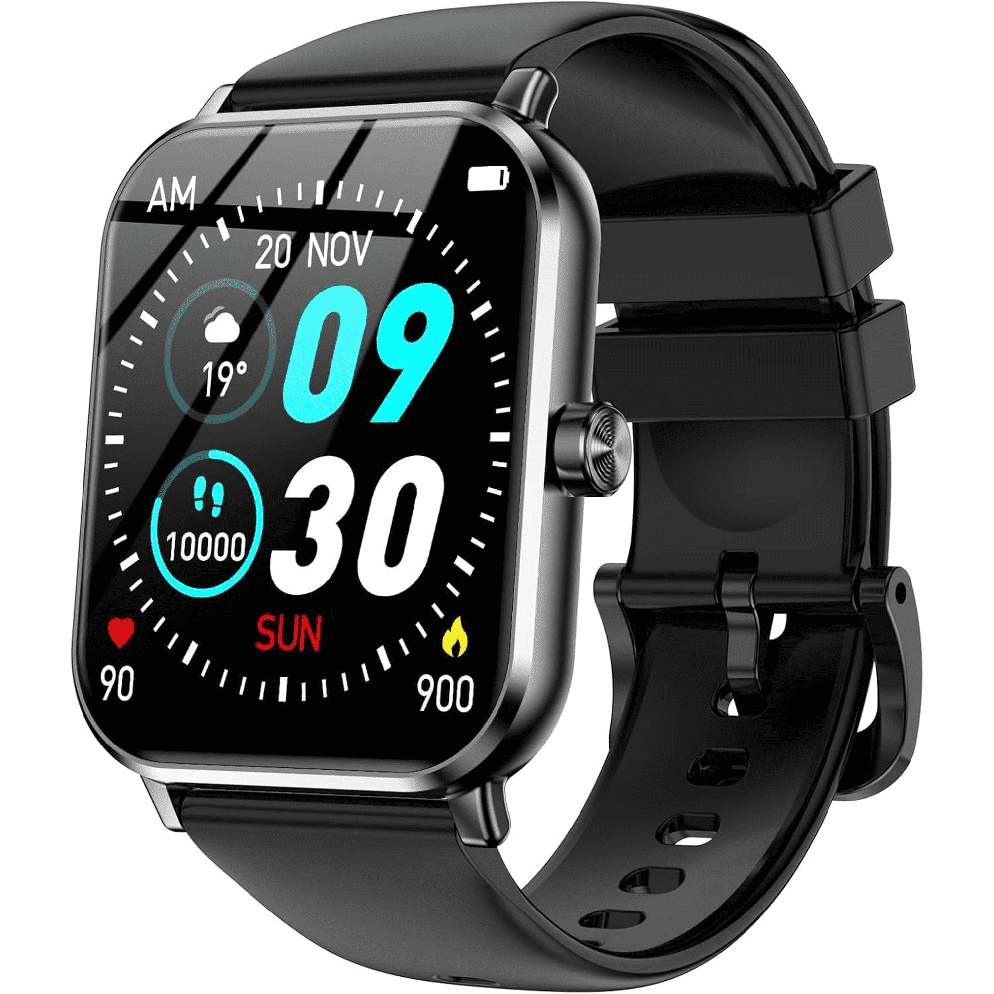FPZMIU 1.83" Display Smart Watch, High-Definition Fitness Watch with Always-On Touchscreen for Men Women, Black