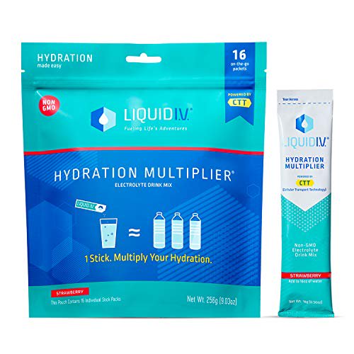Liquid I.V. Hydration Multiplier Electrolyte Powder Drink Mix,16 Servings, Strawberry
