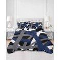thumbnail image 2 of Quilts Queen Size Bedding Set, Navy Blue Black Geometric Reversible Summer Quilt 3 Pieces, Modern Art Abstract Grey Line Lightweight Bedspreads Coverlets with 2 Pillow Shams for All Seasons, 2 of 5