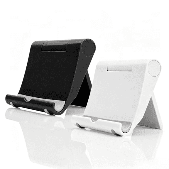 Universal Adjustable Cell Phone Stand for Desk, Foldable Desktop Tablet Holder Dock, 2 Pack Mobile Phone Support (Black White)