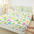 thumbnail image 3 of Manfei Pink Green Eggs Full Size Sheets, Kawaii Cartoon Rabbit Print Bed Sheets, Happy Easter Festival Sheet Sets, Breathable Home Decor, 4pcs, 3 of 7