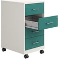 thumbnail image 3 of Bowery Hill 18"D 4 Drawer Metal Mobile Organizer -Locking -Pearl White/Teal, 3 of 9
