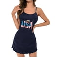 thumbnail image 4 of Taylonsss Womens Summer Short Nightdress Round Neck Spaghetti Strap Printed Front Comfy Sleepwear, 4 of 6
