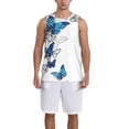 thumbnail image 4 of Gaeub Blue Flying Butterflies Men's Mesh Basketball Jersey, Quick-Drying Sleeveless Top S-4XL, Loose Muscle Tank Top -Large, 4 of 9