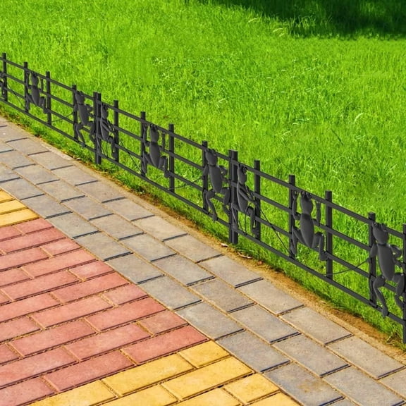 EastVita 15 Panels 8ftL x24inH Decorative Garden Fence Animal Barrier FenceT Shape Flower Bed Fencing BarrierBlackFrog Pattern