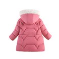 thumbnail image 3 of Luvrsol Girls Faux Fur Trim Hood Winter Puffer Coat, Mid‑Length Zip‑Up Kids Cold Weather Outerwear 100-140, 3 of 4