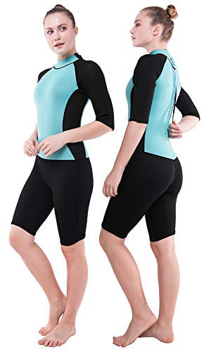 Women Men Short Sleeve Wetsuit One-piece Shorty Adults Surf Swim Diving Wet Suit 