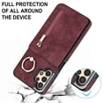 thumbnail image 5 of Mantto Wallet Case for Samsung A14 5G, Slim Premium Credit Card Slot, Zipper Wallet Case with Ring Holder Kickstand Leather Magnetic Flip Back Shockproof Cover for Samsung Galaxy A14 5G, Winered, 5 of 12