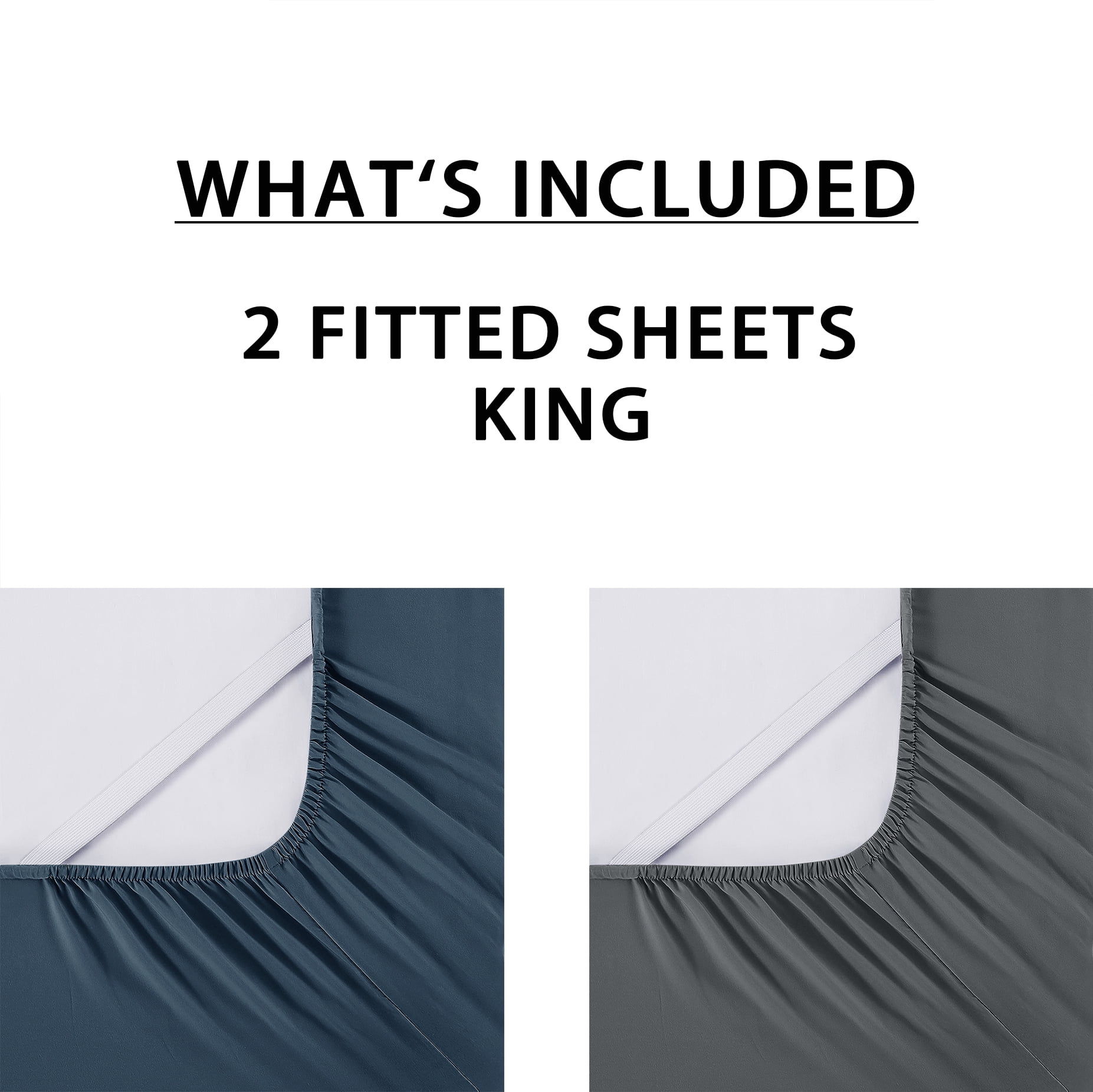 Mainstays Super Soft Microfiber 2-Pack Fitted Sheets, Soothing Gray/Washed Dark Blue, King