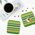 thumbnail image 4 of Zufioo St. Patrick's day in green colors Print Leather Coaster Set, Decorative PVC Coasters 4-pack - Scald and Stain-resistant, Suitable for Home, Cafes, Restaurants-Square, 4 of 6