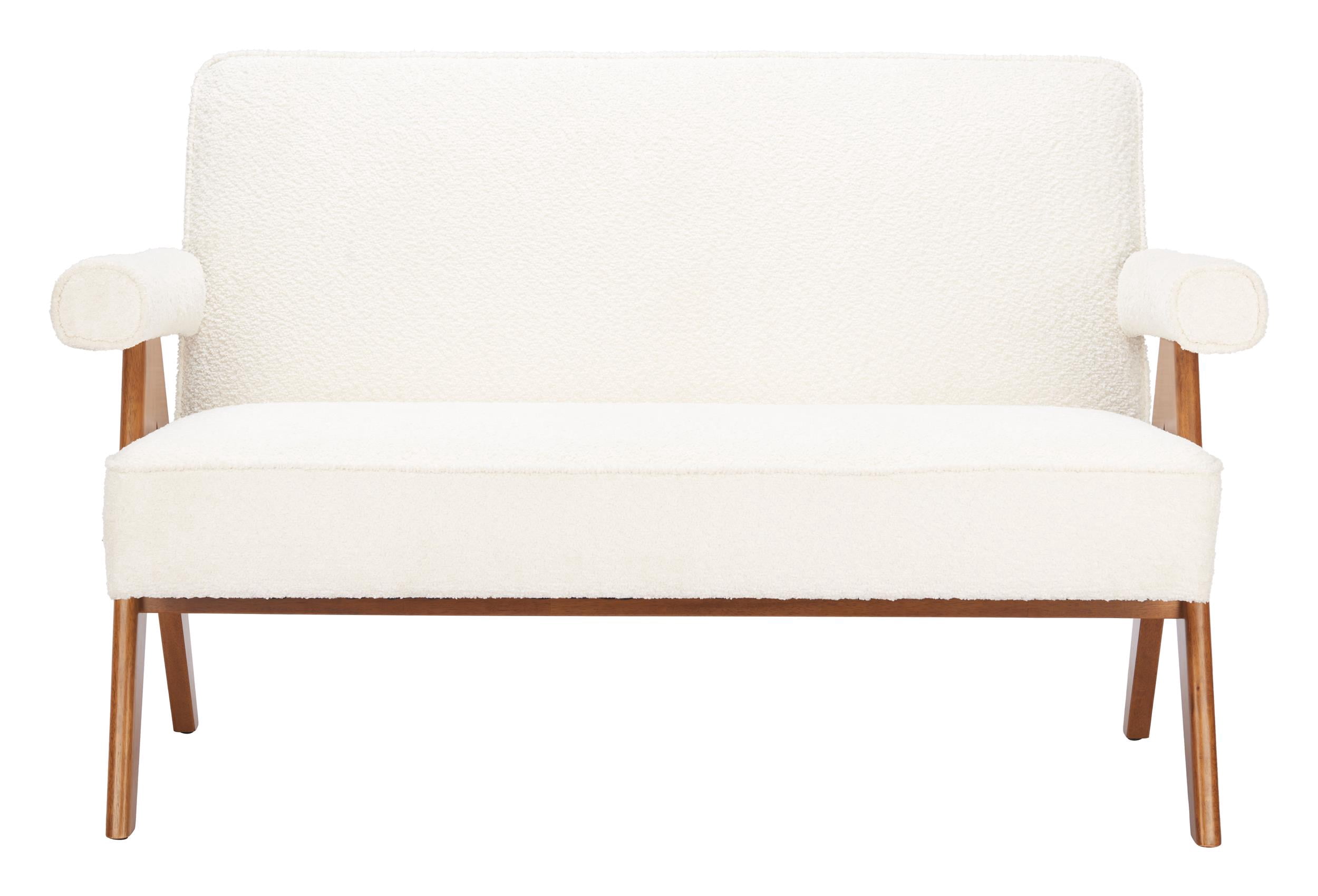Encanto Loveseat Ivory Sofa, Modern Style, Seats up to 2, Rubberwood, Indoor Living