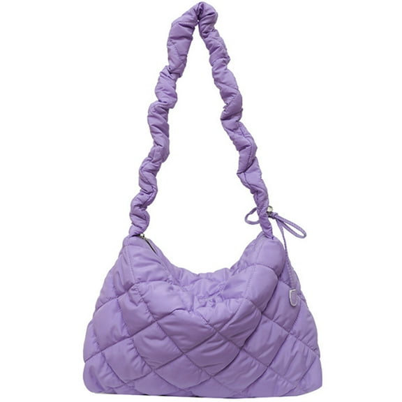 Puffer Tote Bag for Women Puffer Bag Lightweight Padding Shoulder Bag puffer hobo handbag 2023 cloud pleated quilted bag - purple