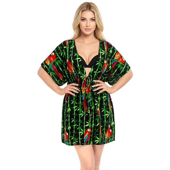 HAPPY BAY Women's Beachwear Summer Swim Beach Dress Cover ups for Swimwear Women Short Flowy Swimsuit Coverups for Women Tops XL-XXL Black_AC588